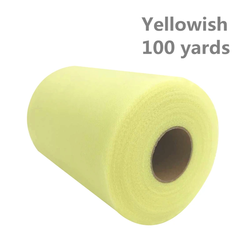Yellowish Белый, розовый тюль в рулоне 15 см* 100 ярдов, свадебное украшение, рулон ткани, катушка, тюль, платье-пачка, сделай сам, органза, Детские вечерние принадлежности для душа - Цвет: Yellowish