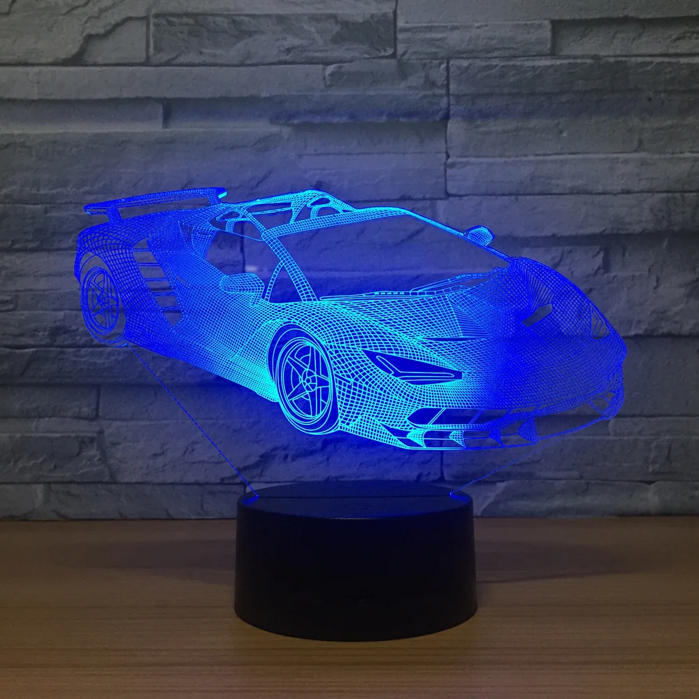 Kingchip ваш гоночный автомобиль 3D 7 цветов лампа визуальные Светодиодные ночные