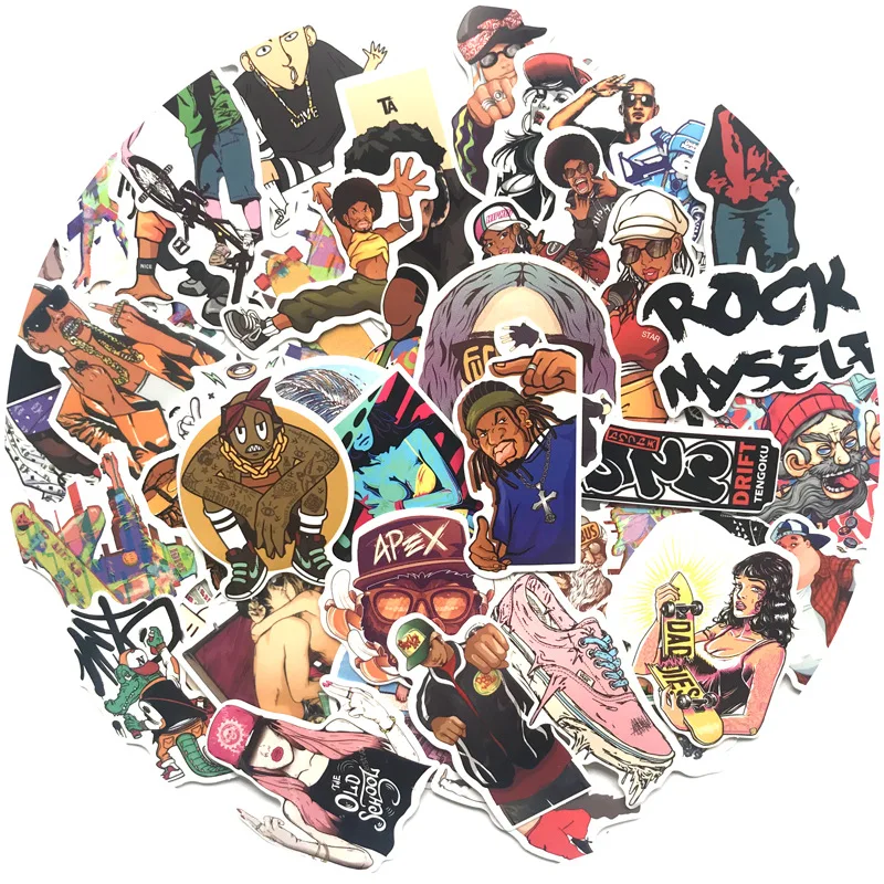 50 шт. стикеры в стиле хип-хоп для ноутбука чемодана гитары холодильника