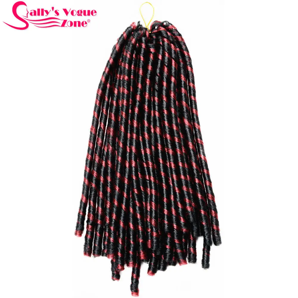 Sallyhair, 14 дюймов, 70 г/упак., вязанные крючком косички, синтетические косички, для наращивания волос, афро, прически, мягкие, искусственные Локи, коричневый, черный, толстый, полный - Цвет: T1B/бордовый