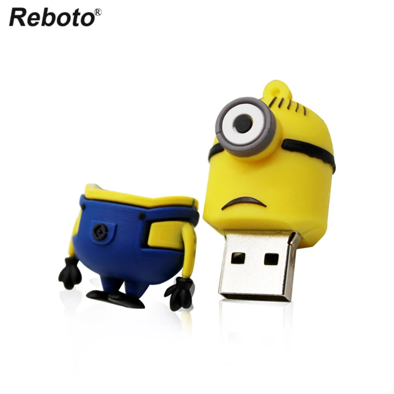 Retobo Usb 2,0, USB флешка, 32 ГБ, флеш-накопитель, 64 ГБ, последняя новинка, Миньоны, милый смайлик, 4 ГБ, 8 ГБ, 16 ГБ, мультяшный, Мини, портативный, водонепроницаемый