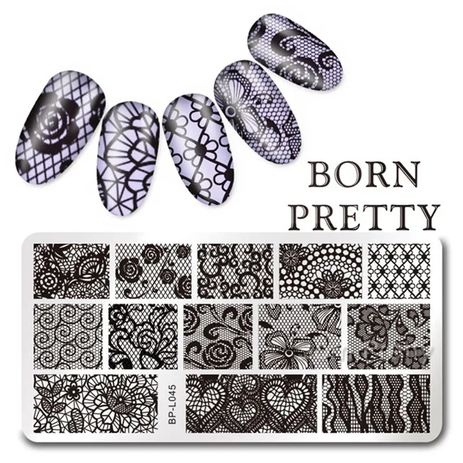 BP-L045 BORN PRETTY Lace серия ногтей штамповка пластины цветок элегантный круглый прямоугольник маникюрная пластина с изображениями для нейл-арта - Цвет: BP-L045