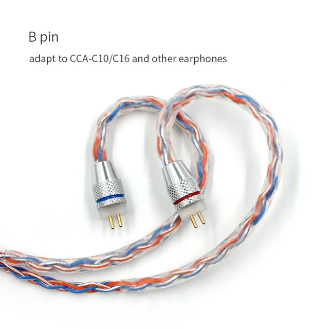 B PIN CCA тканый посеребренный кабель обновления 8-ядерный кубический кабель для наушников CCA C16 C10 CA4 A10 C04 V80 AS10 - Цвет: B PIN