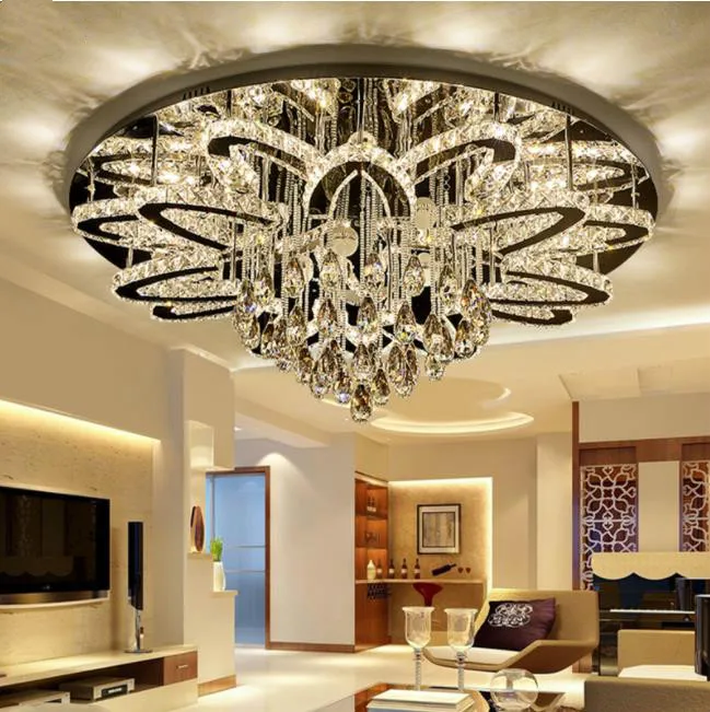 Cristal Stainless Современный Пульт Управление светорегулируемая светодиодная люстра Блеск K9 ручек на выбор, нержавейка, хром светодиодный потолочная люстра Роскошная фойе светильник - Цвет абажура: Cristal Stainless