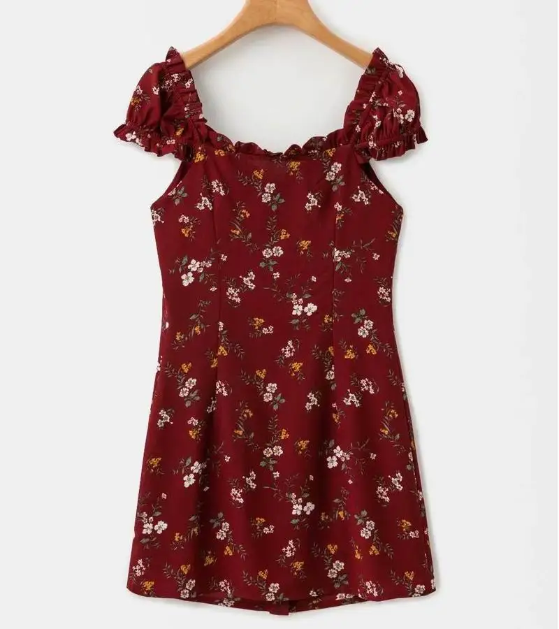 Women Summer Dresses 2019 New Floral Prints Above Knee Dress Female Vestidos | Женская одежда