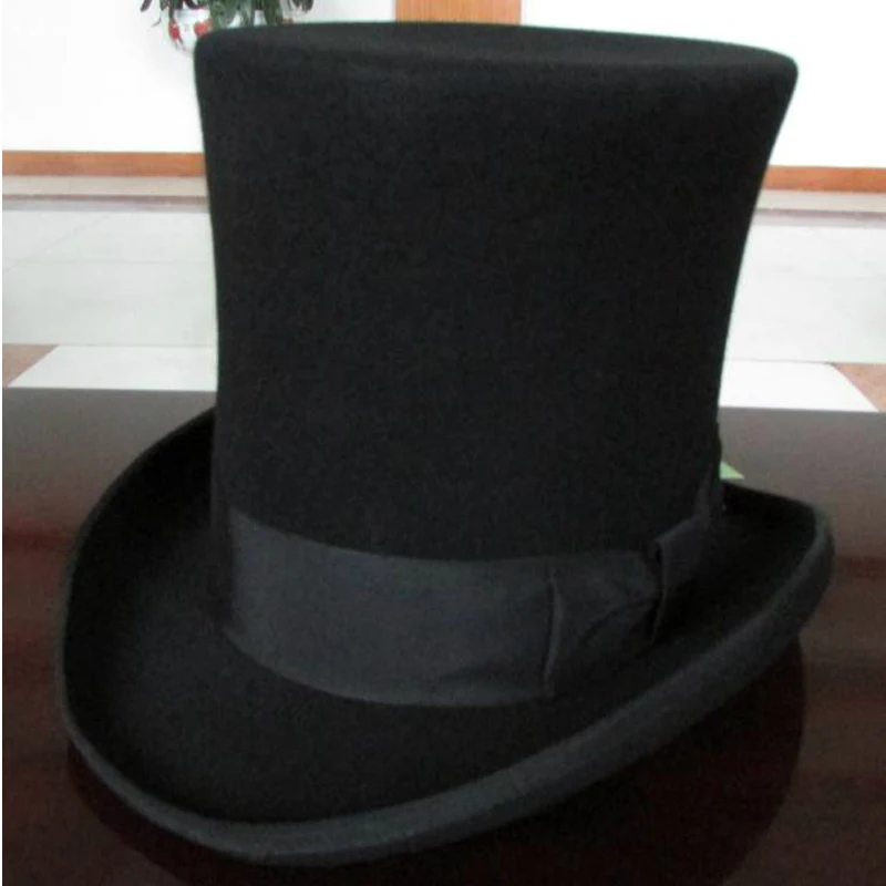 LIHUA 25 см(9,8 дюйма) стимпанк/Mad Hatter топ шляпа Викторианский Винтаж Шерсть Fedoras Шляпа Дерби шляпу миллионер/Маг Шляпа Trik