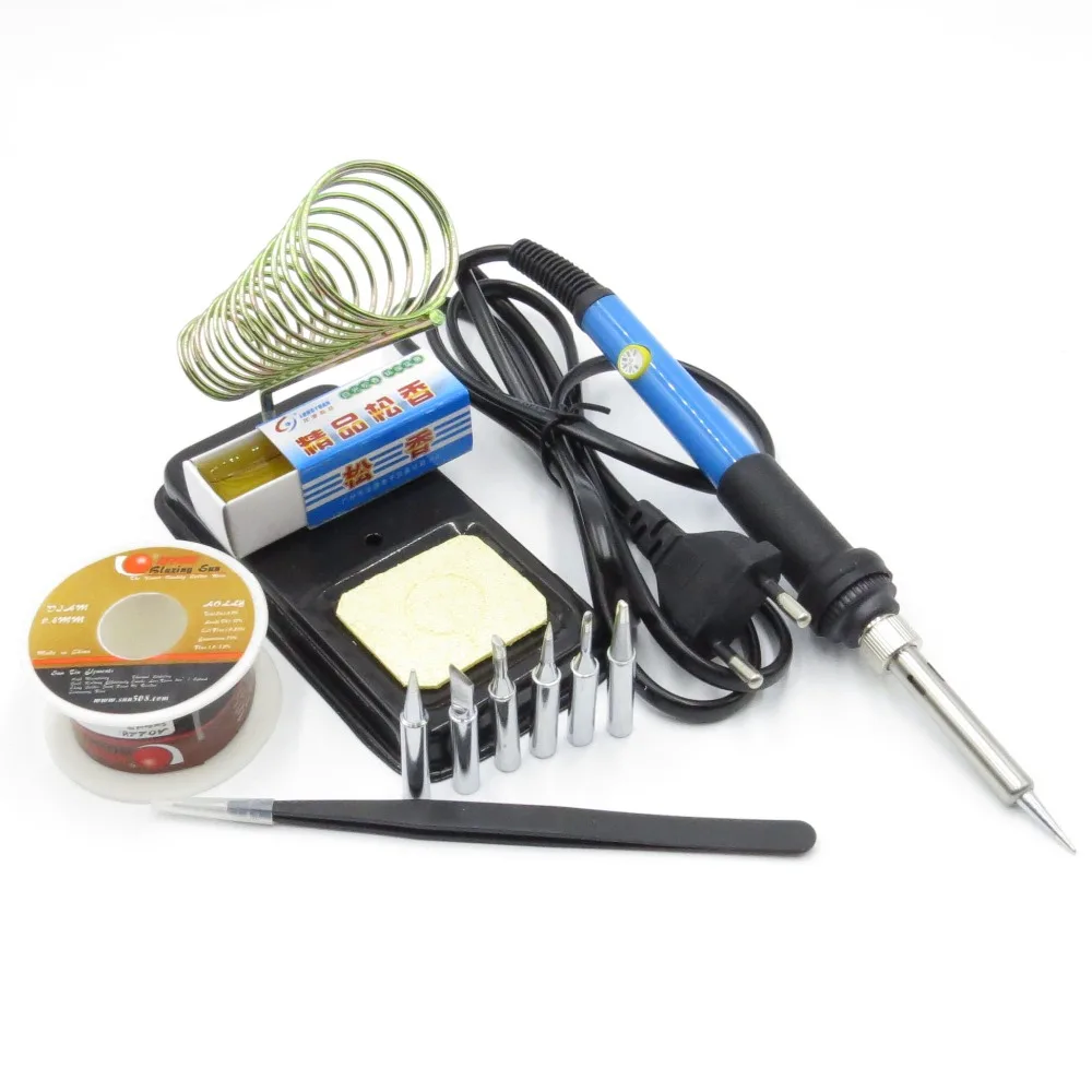 

EU/US 220V/110v 60W Electric Adjustable Temperature Welding Solder Soldering Welding Tool with 6pcs Iron Tips + Tin wire