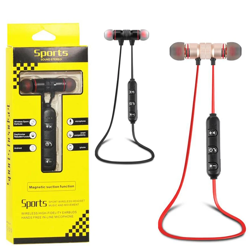 1000 шт. M5 Bluetooth наушники Магнитный металл без косточек для пробежек спортивные вкладыши с микрофоном MP3 iphone