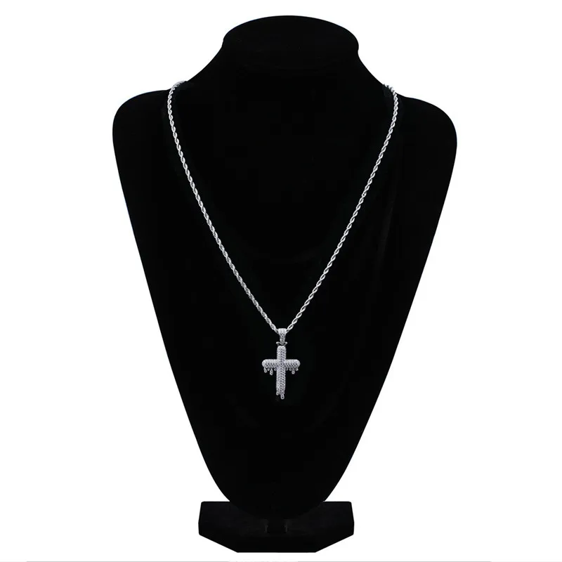 

Lucky Sonny Religious Drip Cross Pendant Necklace Hiphop Bling CZ Iced Pendants & Necklaces Men Women Party Jewelry Accessory