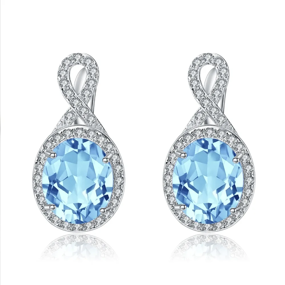 GEM'S BALLET, 9.78Ct, натуральный голубой топаз, Серьги с драгоценными камнями, 925 пробы, серебряные серьги-гвоздики для женщин, тонкая бижутерия