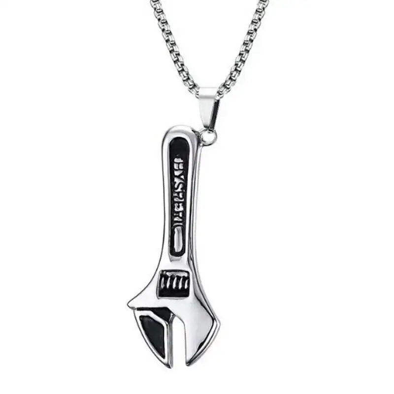 Wrench Pedant Necklace Stainless Steel Vintage Spanner Casual Holiday Gift Whimsical Handy Man Tool Jewelry 23in | Украшения и