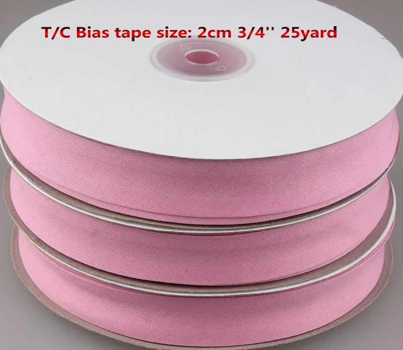 Косой ленты, косой ленты Размер: 20 мм, ширина: 3/", 2 см, 25yds/лот - Цвет: light pink