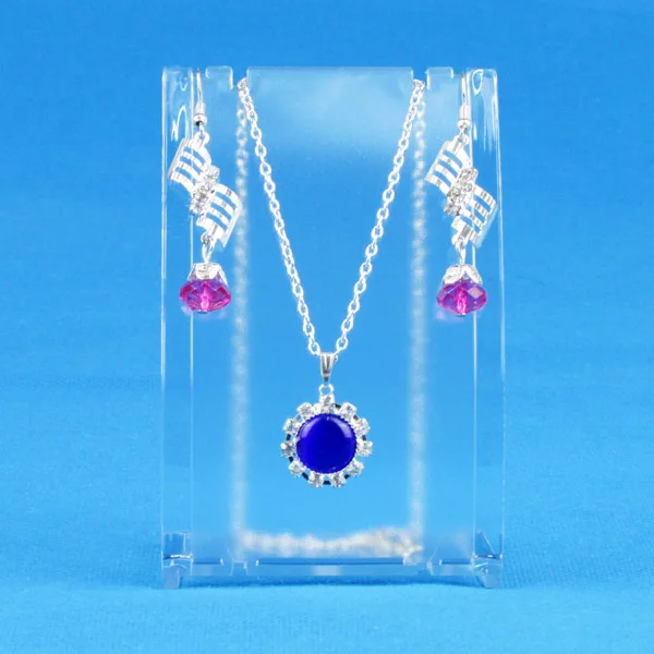 

Wholesale 8 Frosted Plastic Necklace Earring Set Display Stand Holder