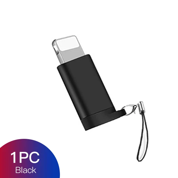 1PC Black ACCEZZ 4 шт. Мини OTG Micro USB для освещения для iPhone 6 8 7 X MAX XS зарядное устройство адаптер зарядки синхронизации данных с брелоком конвертер - Цвет: 1PC Black