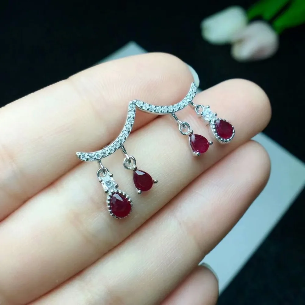 Женские серьги гвоздики с рубином shilovem вечерние из натурального рубина 925 пробы
