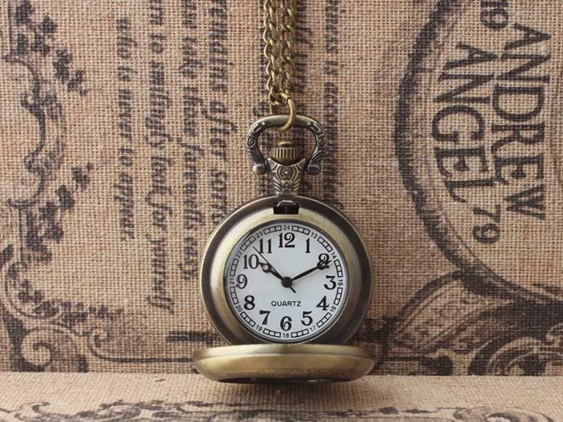 Мода личность ретро щитка женщины карманные часы студент женский ожерелье