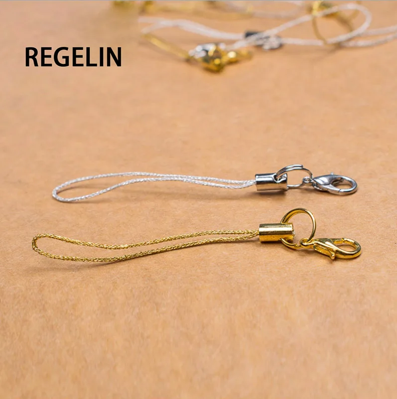 regelin 50pcs cord hang rope key chain charms mobile case strap lariat lanyard lobster clasp cell phone finding connector diy free global shipping
