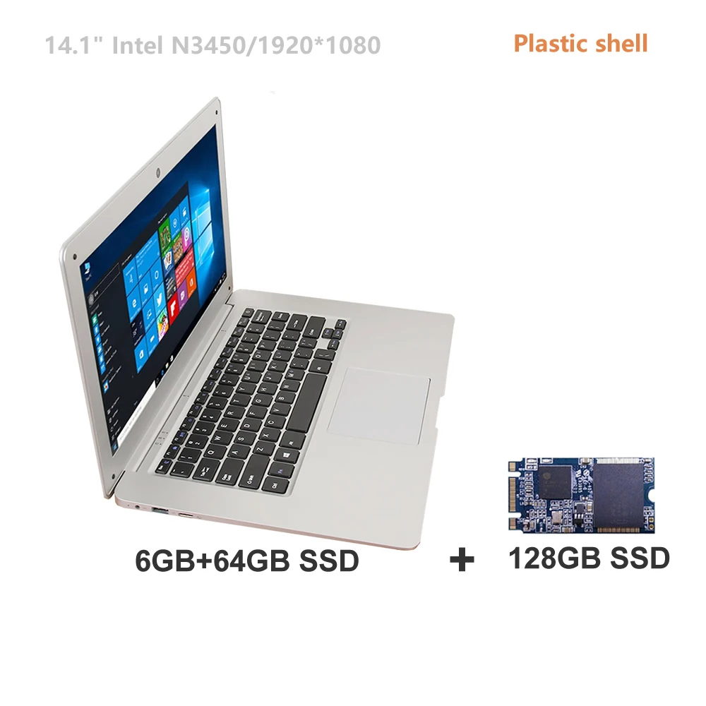 14 1 дюймов Игровые ноутбуки ПК 6 ГБ/64 ГБ + 128 Гб SSD ультра тонкий Intel N3450 HD 1920*1080 Windows 10