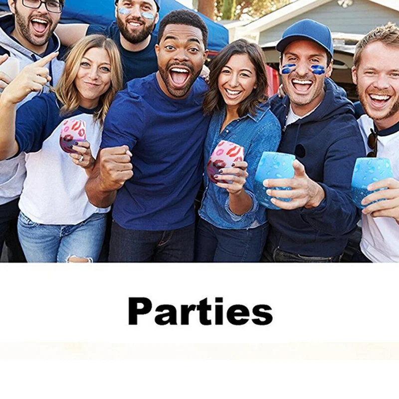 

1 Pcs Silicone Wine Glass Cup Colorful Stemless Unbreakable Wine Cup Food Grade Portable Camouflage Beer Glass Party Decoration
