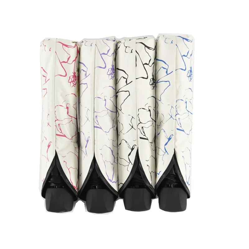 Складной зонт Hibiscus для женщин и мужчин с белым карманом дождливым