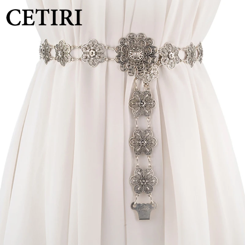 CETIRI 2018 новый модный пояс для женщин высокое качество металлический Цветочный