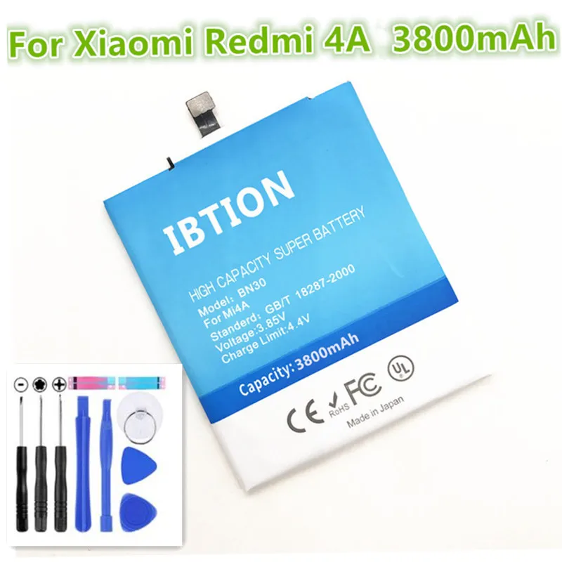 IBTION 3800 мАч BN30 батарея для Xiaomi Redmi 4A запасные аккумуляторы для телефонов+ Инструменты