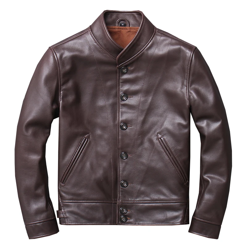 

Mens Genuine Leather Jackets and Coats 100% Real Cow Cowhide Motorcycle Brown Black Yellow Male Brand Clothing jaqueta de couro