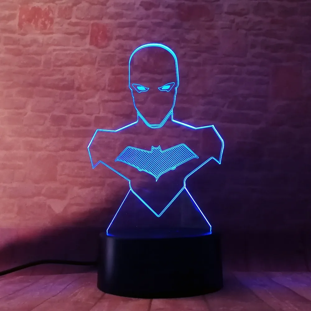 11 Diff Marvel супер герой DC Бэтмен Фигурки 3D иллюзия настольная лампа 7 цветов градиент ночник Мальчики Человек Рождественские Игрушки Подарки