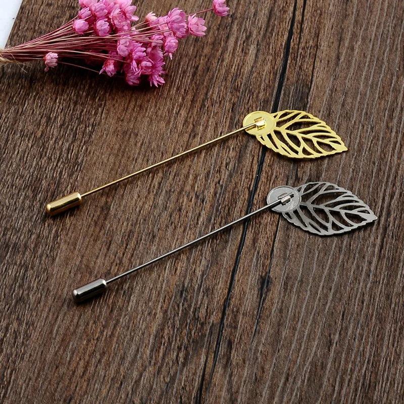 100 шт./партия Золотые/Серебристые Металлические безопасные булавки DIY брошь 8,5 см длина в форме листа булавка ручной работы Свадебный бутоньерка материал аксессуары