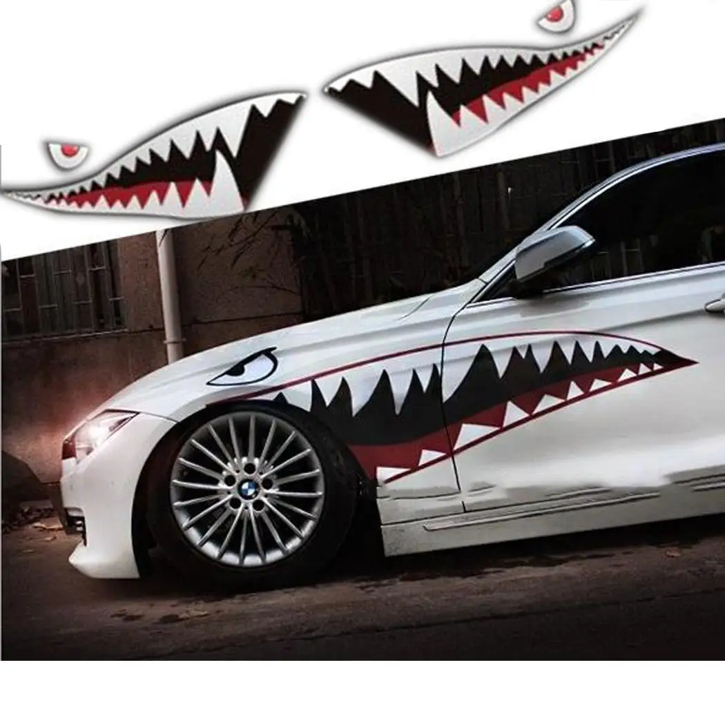 2 шт./пара креативная пасть акулы шаблон стикер s пара наклейки для автомобиля