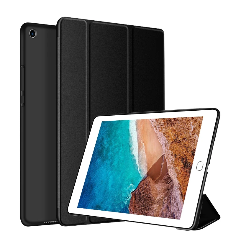 Черный Для Xiaomi Mi Pad 4 Plus Чехол Мягкий ТПУ+ ПУ кожа трехслойный бизнес защитный чехол для Xiaomi Mi Pad 4 Plus 10,1 дюймов - Цвет: Черный