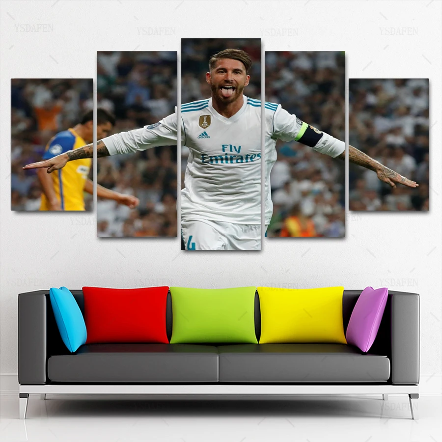 Прямая поставка HD 5 Панель Холст Искусство богатый и Messi картина с пантерой горный