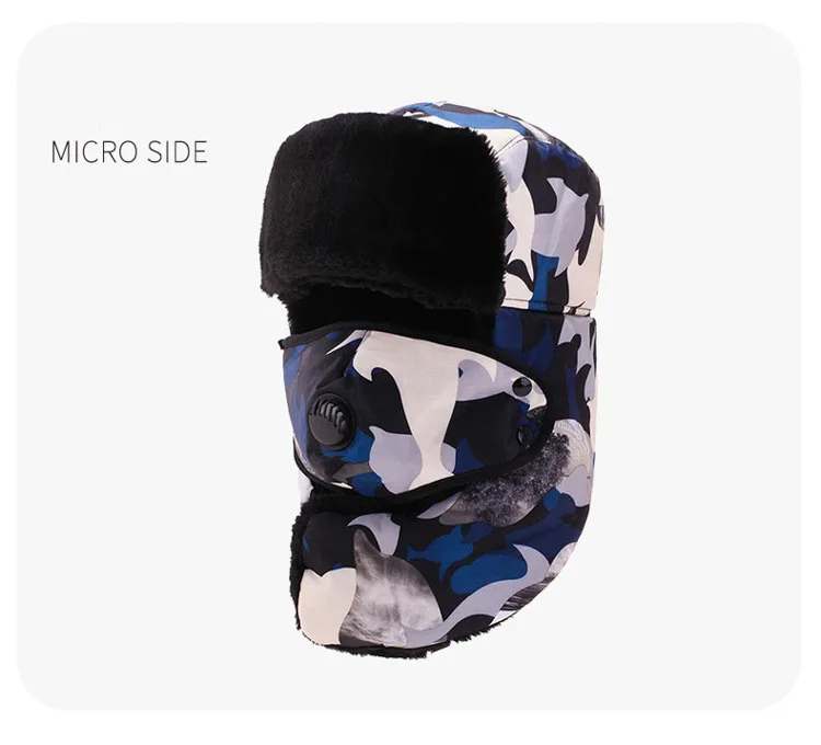 Камуфляжная Мужская зимняя шапка Skullies Beanies, толстые теплые наушники, шапки-Бомберы, Женские ветрозащитные велосипедные шапки из хлопка для холодной погоды