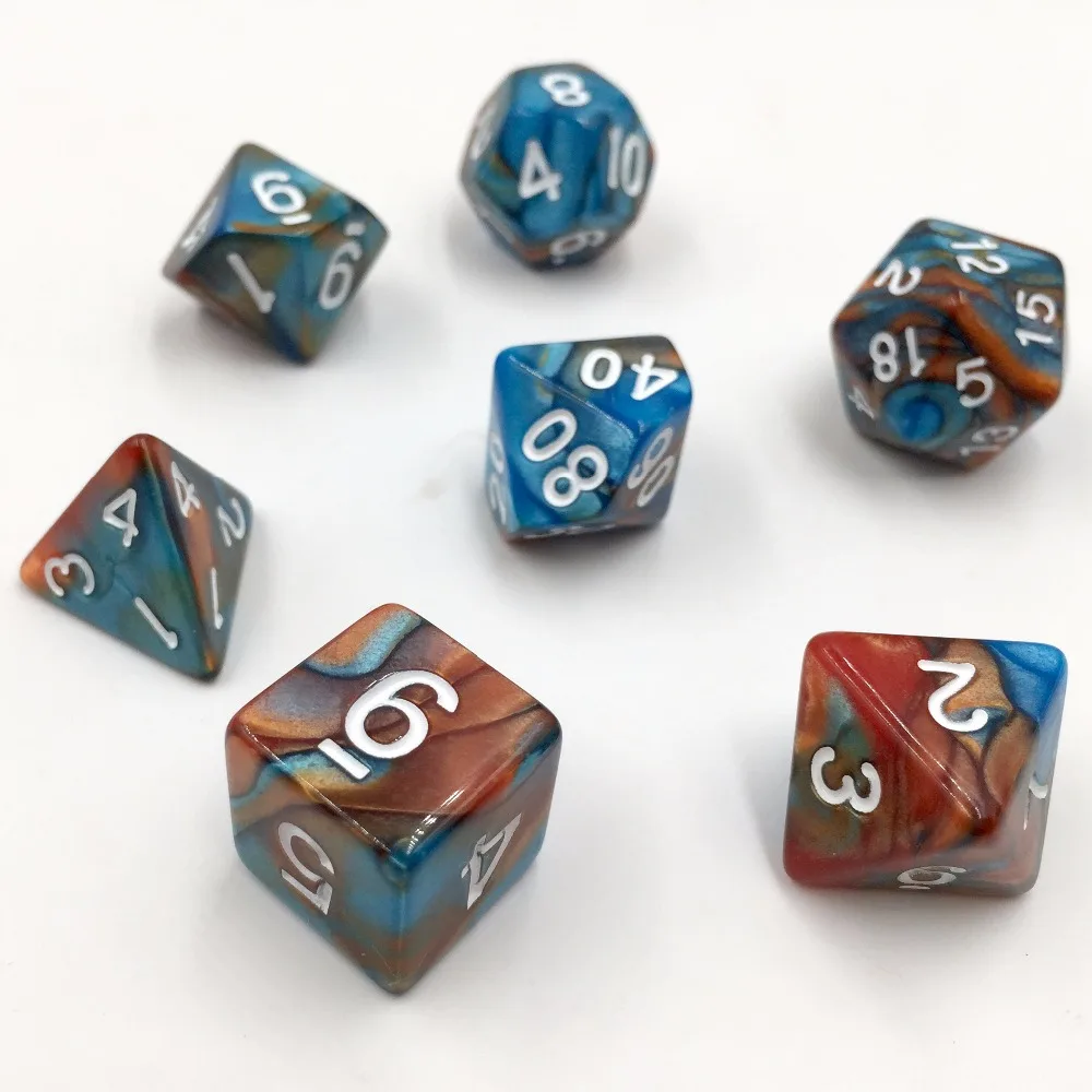 Rollooo кости 7 шт./компл. разноцветные цифровые d4 d6 d8 d10 d % d12 d20 Rpg кости|Кубики| |