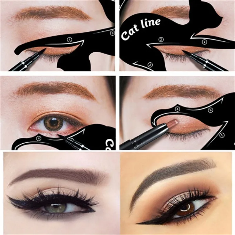2 шт. подводка для глаз трафарет для макияжа кошачья линия Smokey Eye Makeup подводка для глаз модели карты бровей шаблонная модель бровей Руководство для макияжа инструменты