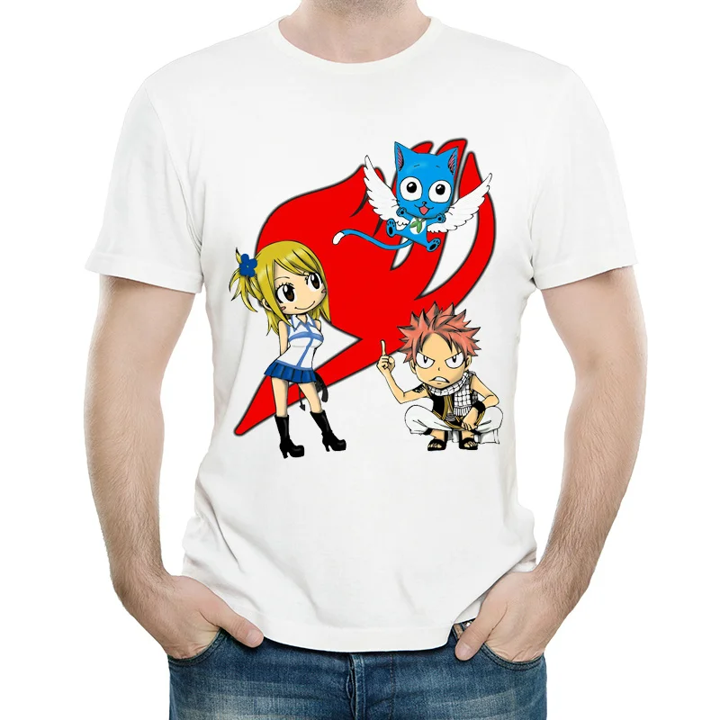 Мультфильм Fairy Tail Футболка белая Цвет Мужская мода Знак логотипа футболки майки