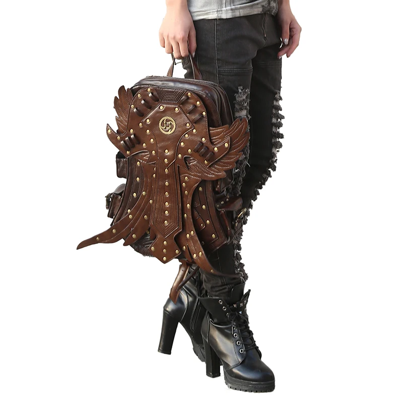 2018 г. Панк Для женщин ретро коричневые рюкзаки для девочек подростков школьная