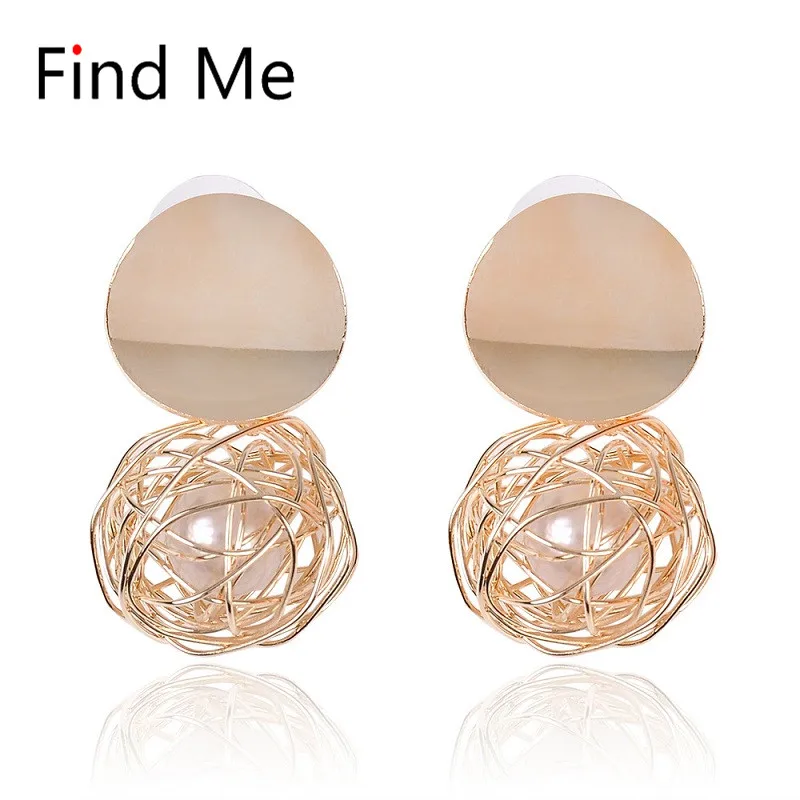 Женские ажурные серьги подвески Find Me модные висячие с имитацией жемчуга