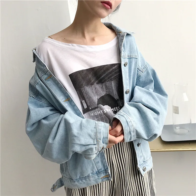 Женское джинсовое пальто новинка весны 2020 винтажное куртка-бомбер большие