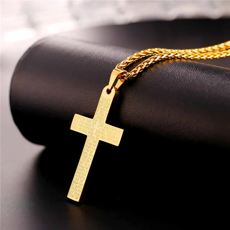 Крест ожерелья и кулон из нержавеющей стали желтого золота Цвет английская