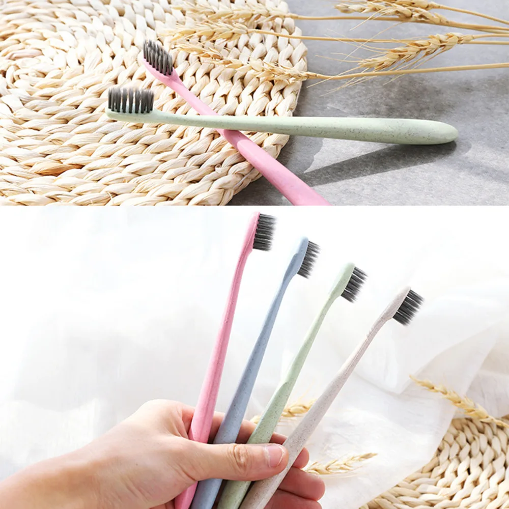 adult bamboo charcoal toothbrush soft pollution-free toothbrushes wheat straw biodegradable eco-friendly | Красота и здоровье