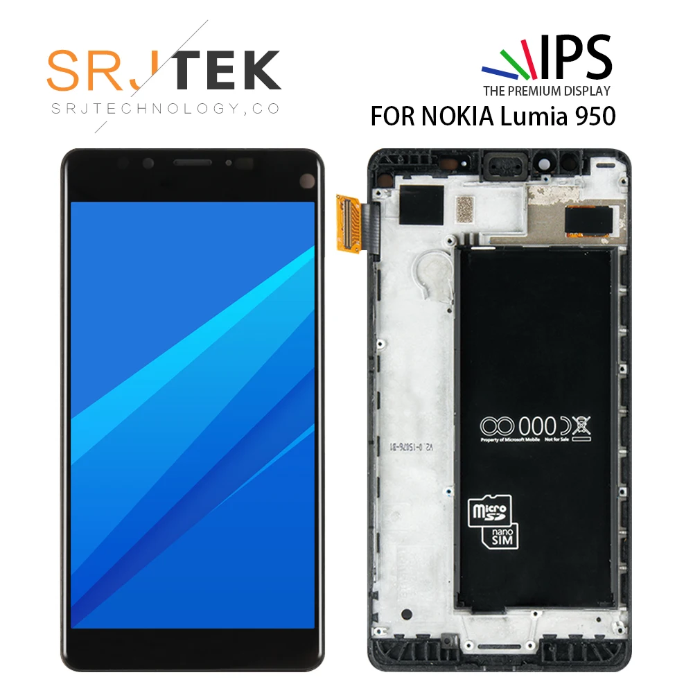 Купи ЖК-дисплей Srjtek 5, 2 для NOKIA Lumia 950, дигитайзер сенсорного экрана с рамкой, запасные части для Lumia 950 LCD за 1,829 рублей в магазине AliExpress
