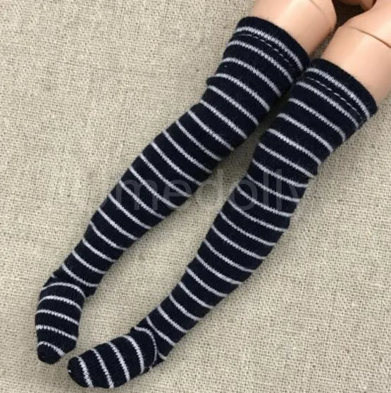 1 пара полосатых носков и чулок 1/6 для кукол Blyth, Pullip, Barbies, Momoko, Azone, кукла licca аксессуары для одежды - Цвет: stocking color 6