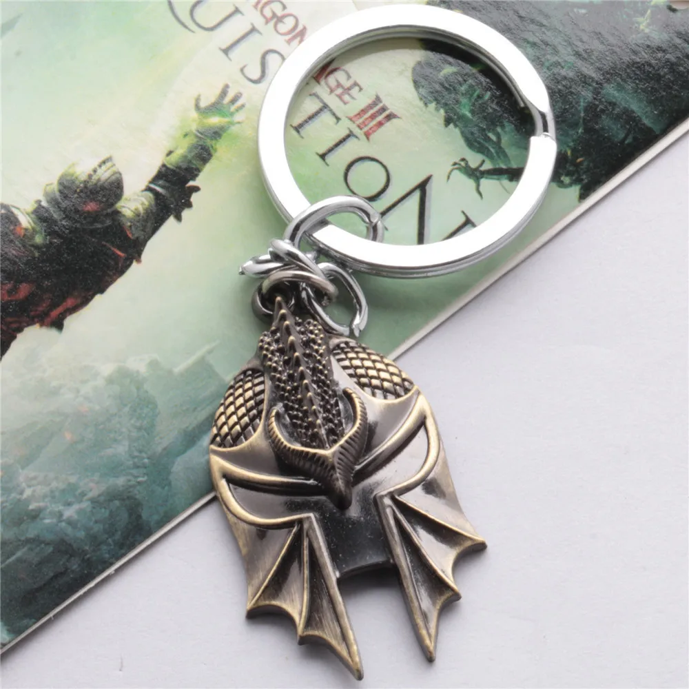 2015 Hot Online Games Dragon Age 3 Inquisition Alloy Mask Necklace tritium keychain Chaveiros llaveros for men |