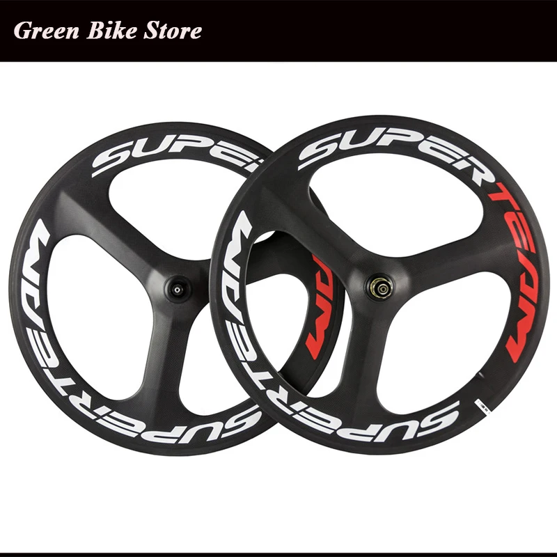 Трехспицевое переднее и заднее углеродное колесо 700C для дорожного/велосипедного