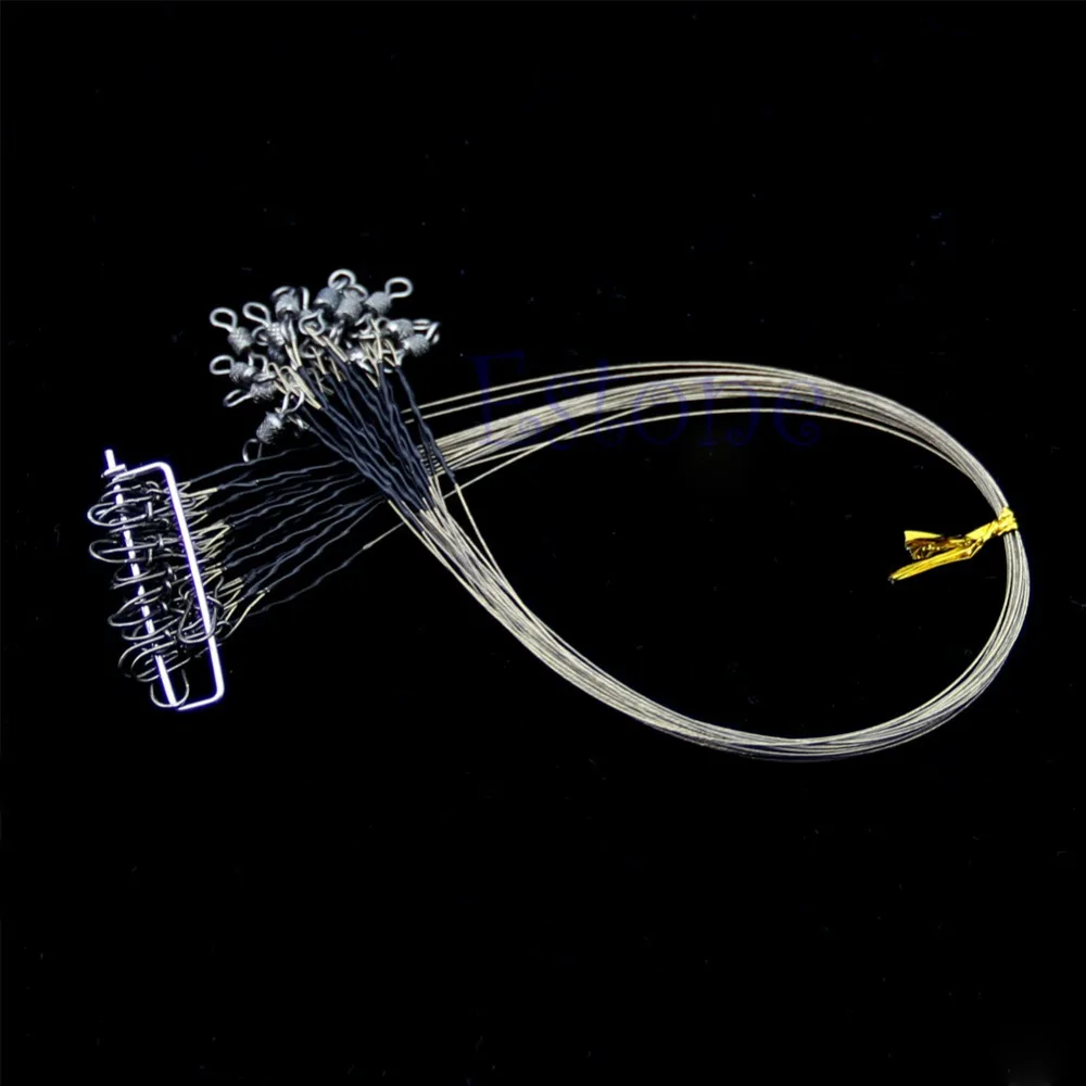 

20pcs 15cm Fishing Trace Lures Leader Steel Wire Spinner + Printed Connector US