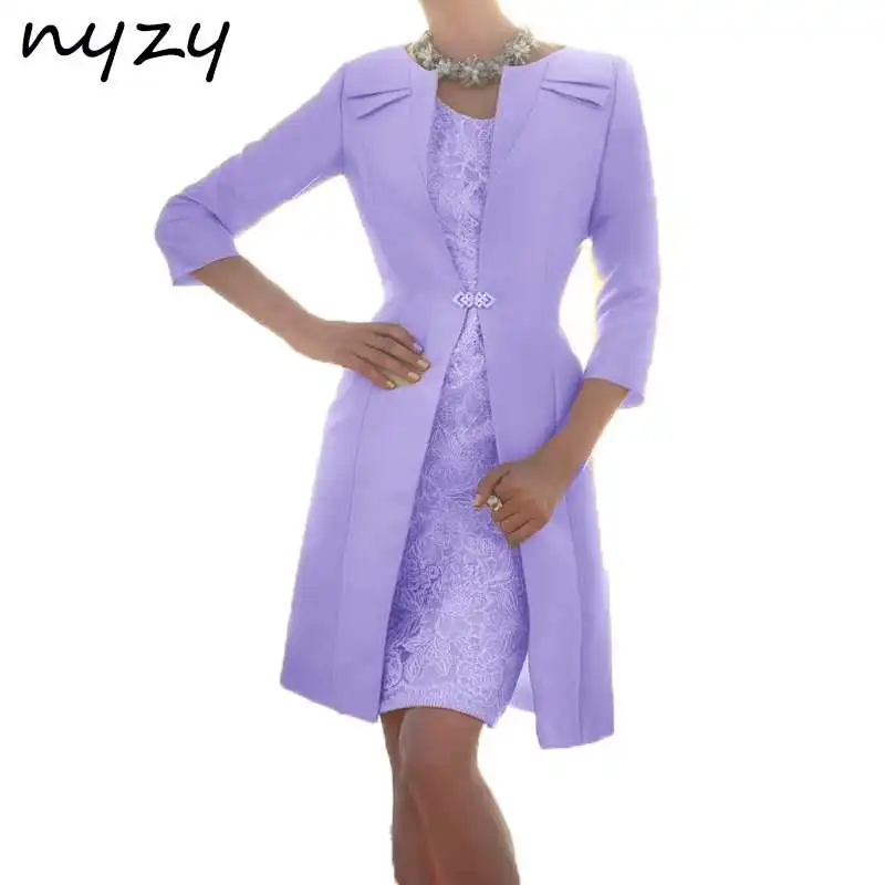 lilac Nyzy M119 мятно-зеленого цвета, нарядные платья для свадьбы мать элегантный 2 шт. церковная одежда с курткой-крестной платье для матери невесты - Цвет: lilac