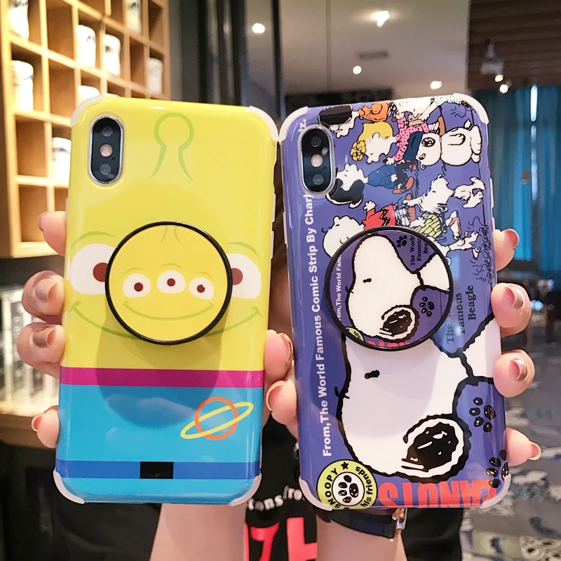 For iPhone XS Max XR X Cartoon case Stitch winnie toy story Soft back 8plus 7 7p 6S 6P Monsters cover + stander |