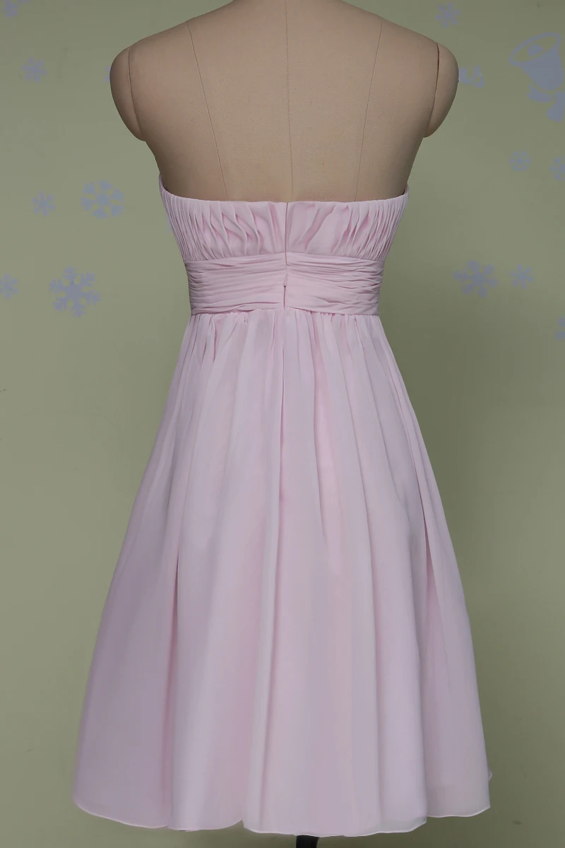 Короткие Розовые Платья Невесты Плиссе Милая Line Шифон Свадебные Партии robe