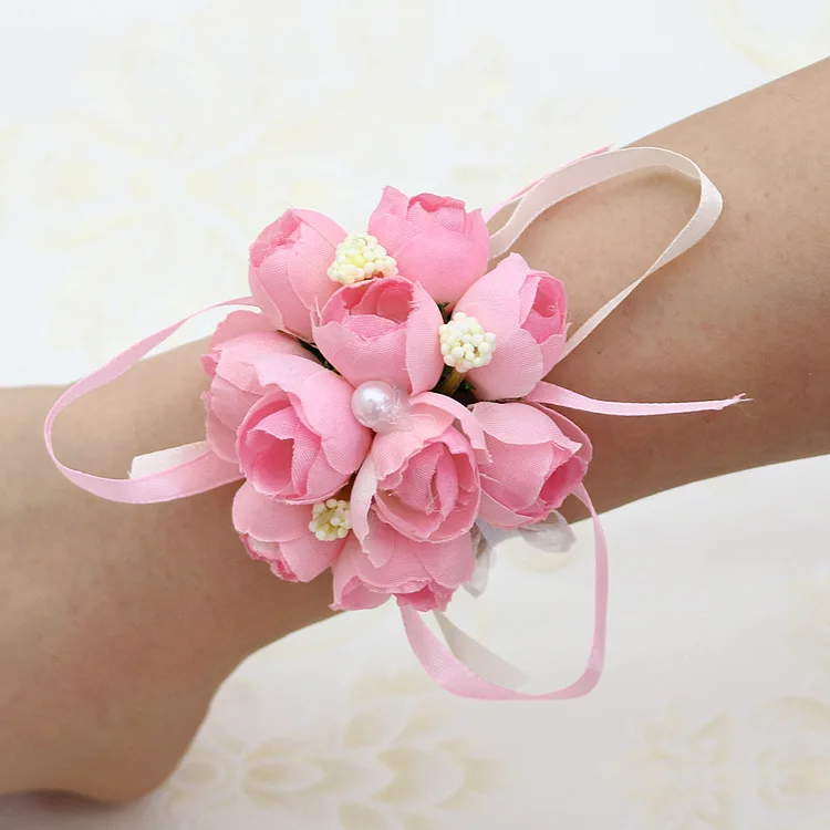 wrist flower pink С надписью "Bride to Be" Свадебные украшения Свадебный душ Свадебная Фата атласной лентой створки девичник девушка курица вечерние украшения свадебные принадлежности - Цвет: wrist flower pink